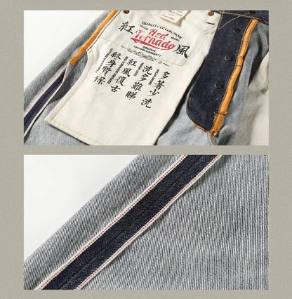 55501 Relaxed Straight Fit Men's Jeans Raw Selvedge Denim Pants Amekaji