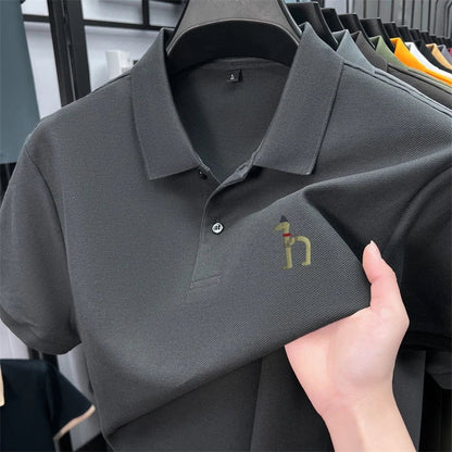 100Cotton High Quality Men's Polo Shirt Breathe Solid Color Soft Dog Print Short Sleeve Summer Lapel T-Shirt Business Menswear