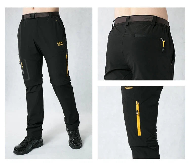 Men's Camping Hiking Pants Trekking Stretch Summer Quick Dry UV-Proof Outdoor Travel Trousers Detachable into Shorts