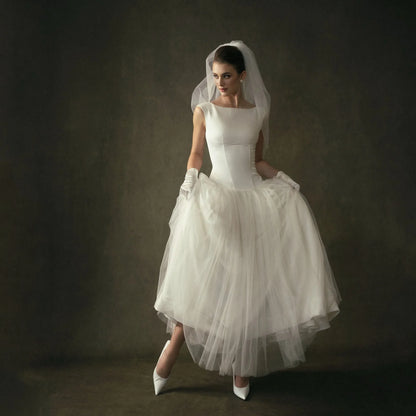 Elegant Satin Wedding Dresses 2026 Scoop Neck Cap Sleeve Bridal Midi Dress A-Line Lace Up casamento civil vestido Customized