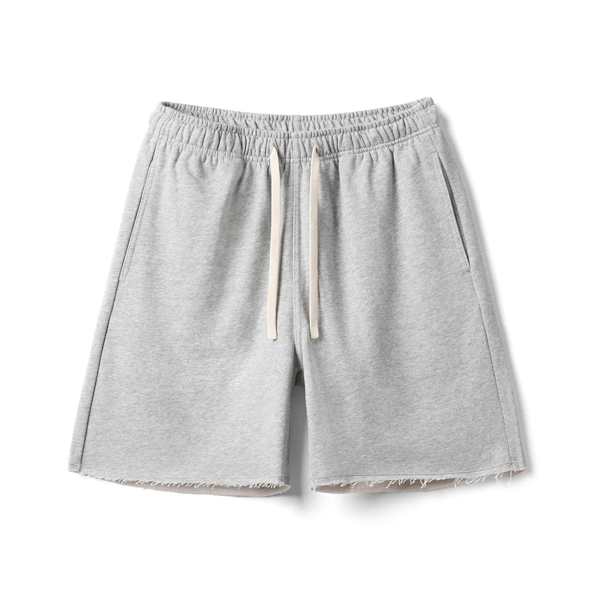 2025 Summer New Oversize 390gsm Drawstring Shorts Men  Raw  Hem Athletic Sports Runinng Shorts