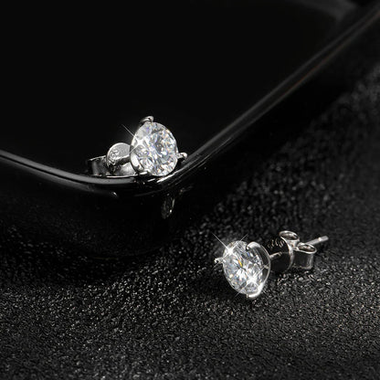 D VVS1 Round Moissanite Earring 3 Prongs Setting Classic Trendy Women Man Fine Jewelry GRA Certified 925 Sliver Earring