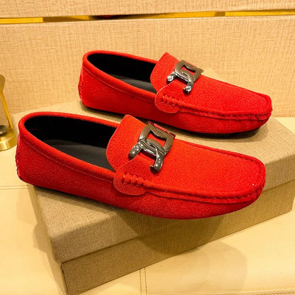 Loafers Men Big Size 48 Soft Driving Moccasins High Quality Flats Suede Leather Shoes Men Slip-on Luxury Loafers for Men
