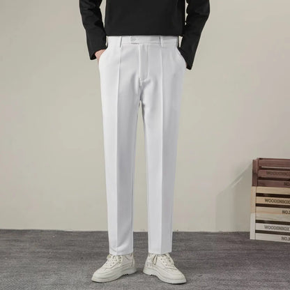 Summer Men's Solid Color Straight Casual Pants Fashion Classic Business Casual Male Brand Clothing Classic Slim Suit Trousers