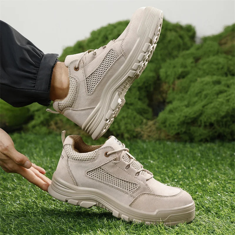 Fashion 2025 Plastic Toe Summer Breathable Labor Shoes Composite Toe Cap Indestructible Work Safety Boots Sneakers Male Footwear
