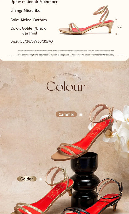 Womens Sandals Round Open Toe Kitten Heels Adjustable Ankle Strap Low Heels Heeled Sandals for Women CHCH Summer Dress Shoes 3cm