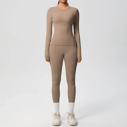 2 PCS Sportswear Yoga Set Gym Clothes Yoga Suits For Women Fitness Set Tracksuits Sports Long Sleeve Crop Top Gym Leggings