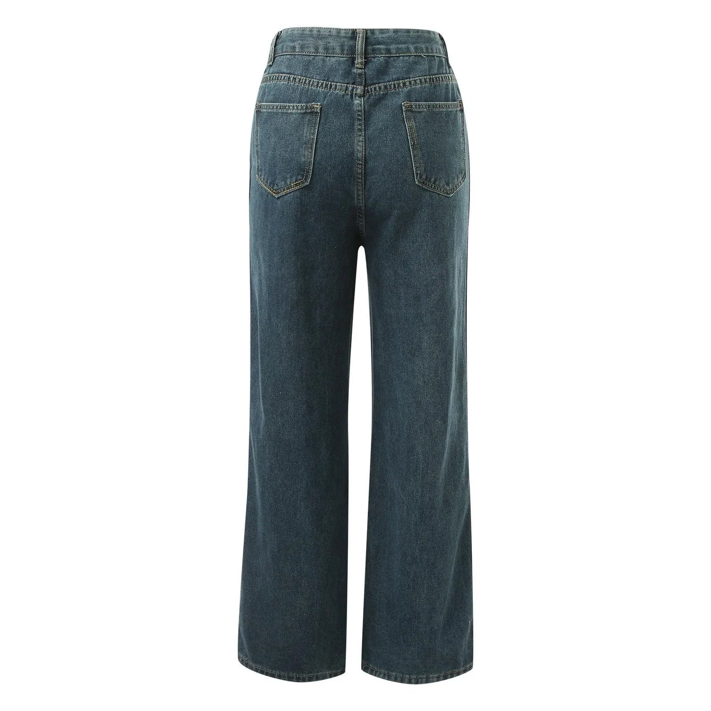 Harajuku Y2k Trendy Denim Pants Women Striped Drawstring High Waist Jeans Korean Style Vintage Loose Wide Leg Trousers