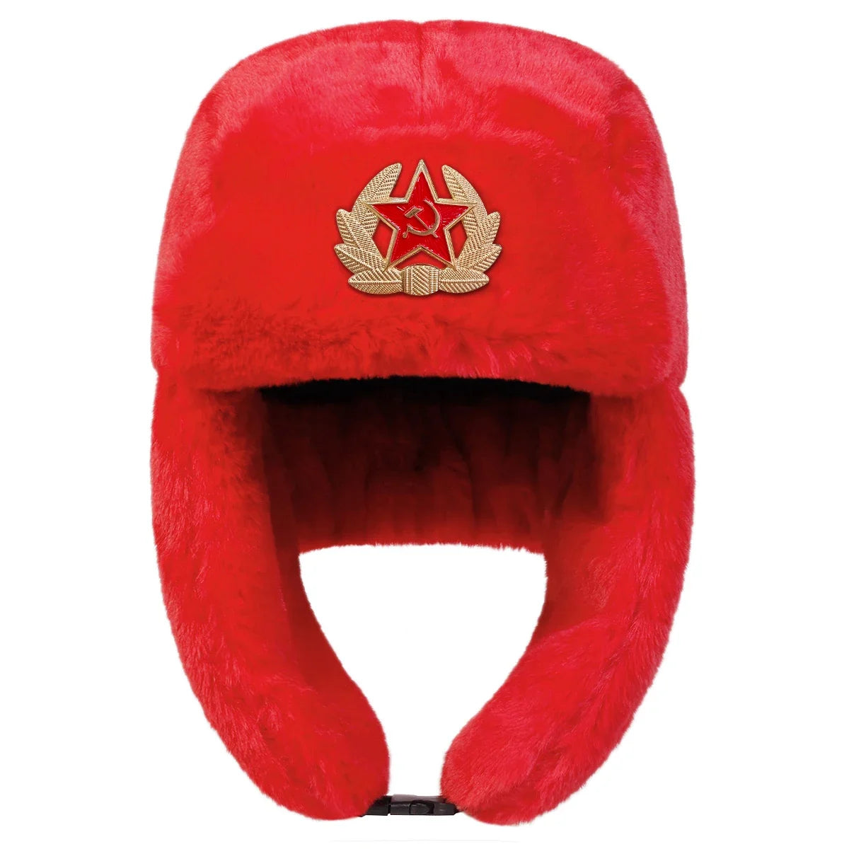 Unisex Five-pointed Star Label Lei Feng Hat Winter Earflap Hat Keep Warm Ski Hat Bomber Hat for Outdoor Riding Snow Activities
