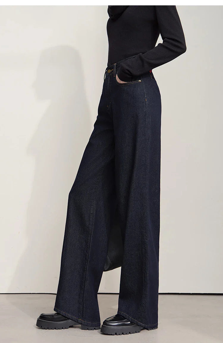 Minimalist Women Casual Jeans 2025 Autumn Korean Style Embroidery Loose Denim Wide Leg Pants Luxury Jeans Trousers 12543142