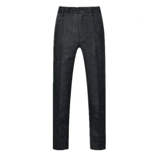 New Men Luxury Jacquard Suit Pants Fashion Wedding Party Groom Dress Trouser