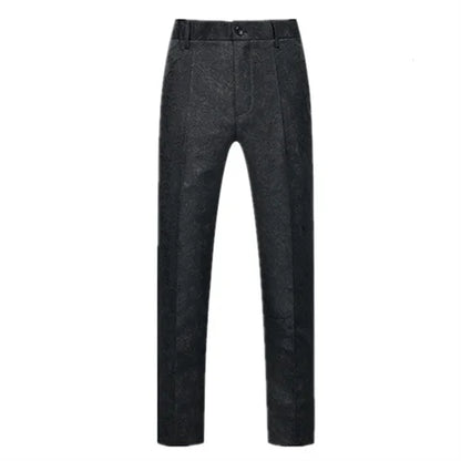 New Men Luxury Jacquard Suit Pants Fashion Wedding Party Groom Dress Trouser