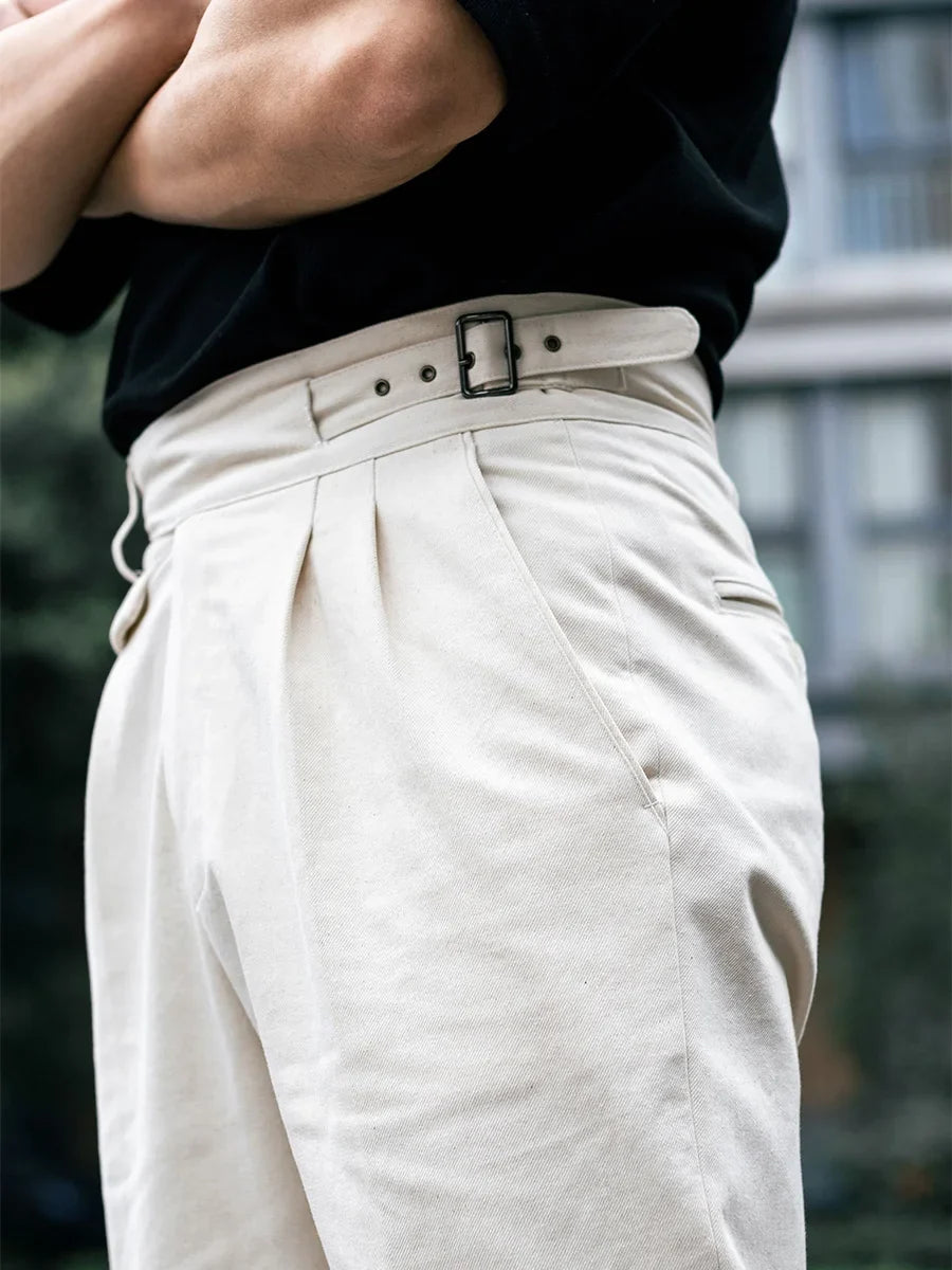 Spring/Summer Cotton Shell Seed Beige Men's Contour Pants American Vintage High Density Cotton Slim Nine Minute
