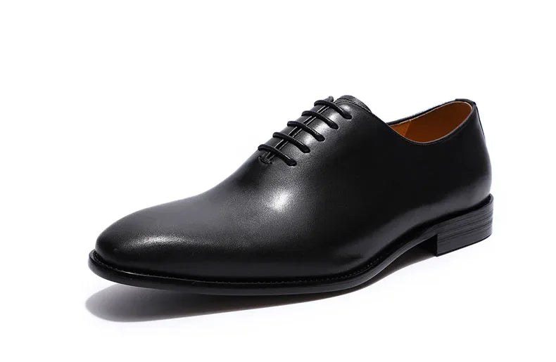 Designer Genuine Leather Mens Wholecut Oxford Shoes Luxury Brand Black Brown Dress Shoes for Business Office Formal Wear