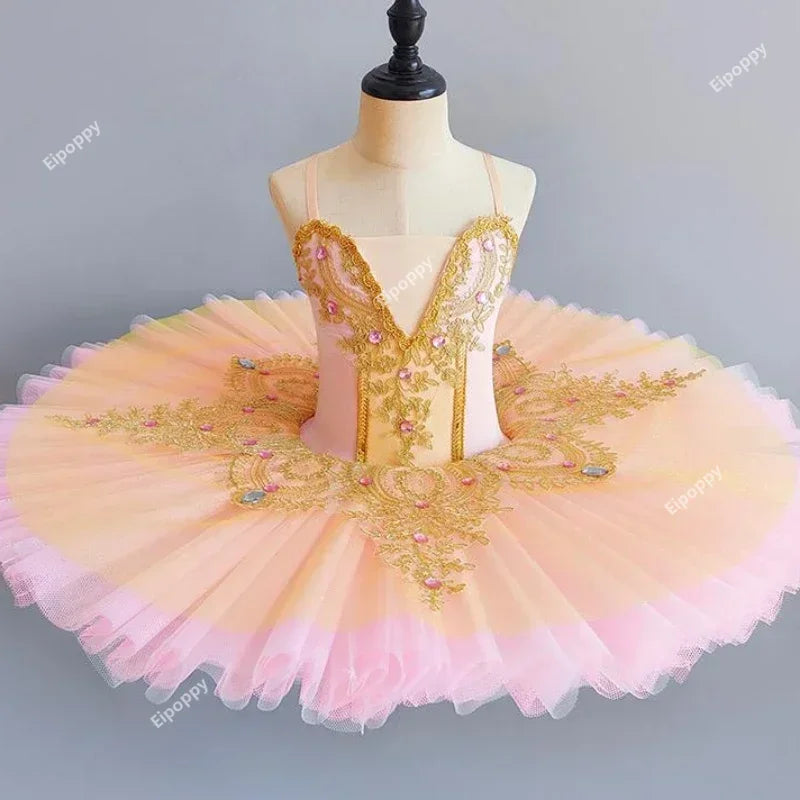 Professional Ballet Girl Blue Pink Pancake Princess Ballet Party Dress Ballet Dance Costume