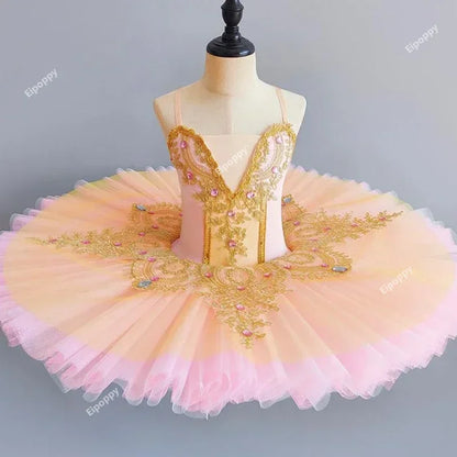 Professional Ballet Girl Blue Pink Pancake Princess Ballet Party Dress Ballet Dance Costume