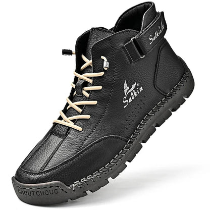 New 2024 Autumn Handmade Leather Men Boots Design Sneakers Man Breathable Casual Leather Shoes Men Ankle Boots Outdoor Boats