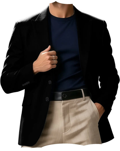 Men Blazer Jacket Single Breasted Notched Lapel Slim Fit Casual Business Suit Jacket Office Daily Wear Gentleman Sport Coat