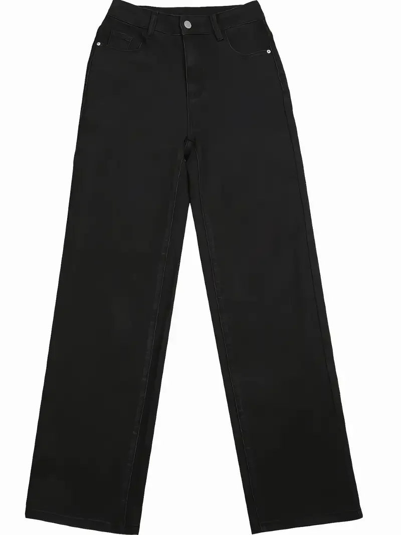 Y2k Jeans For Woman Elastic Straight Leg Butt Lifting Tummy Control Denim Pants Black Stretch Slim High Waist