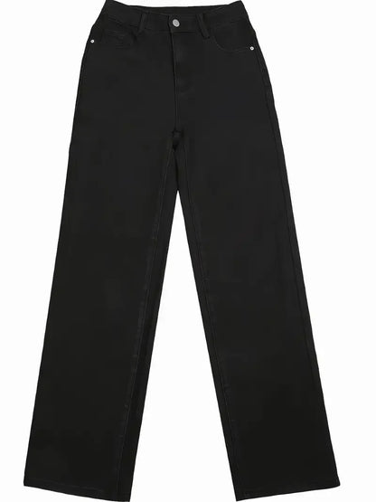 Y2k Jeans For Woman Elastic Straight Leg Butt Lifting Tummy Control Denim Pants Black Stretch Slim High Waist