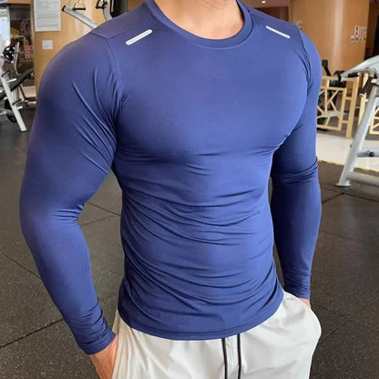 Long Sleeve T-shirt Fitness Basketball Running Tight Men Spandex Bodybuilding Sports Shirt Gym Training Compression Sport Top