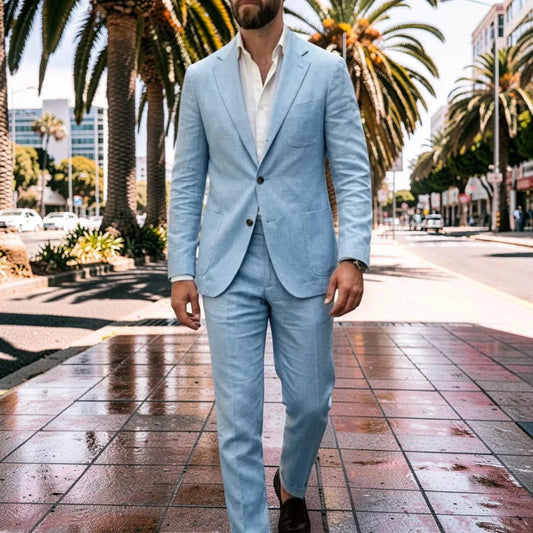 Linen Summer Suits for Men 2 Pieces Single Breasted Breathable Lightweight Jacket with Pants Tailor Made Wedding Tuxedo 2026