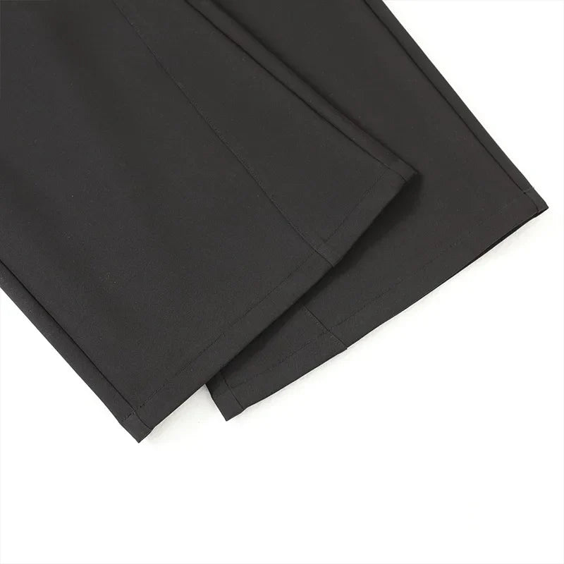 Black Business Suit Pants Men's Small Flared Elastic Comfortable Drape Loose Solid Color Office Casual Trousers Male Clothes