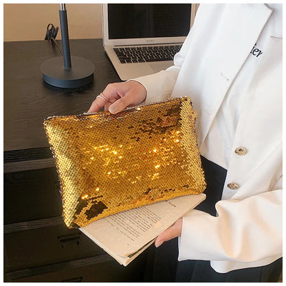 Fashion Women's Sequined Bling Handbag And Purse Small Wedding Party Evening Bag Lady Wristlet Clutch Bag Female Envelope Bag