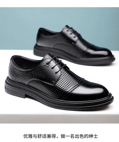 2026 New British Business Formal Leather Shoes for Man Summer Autumn Hallow Dress Shoes Male Solid Color Fashion Shoes Man