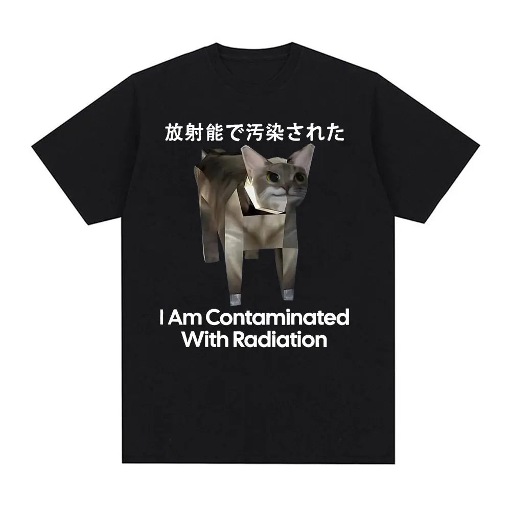 I Eat Cement Cursed Cat Funny Meme T Shirt for Men Women Fashion Casual Short Sleeve T Shirts Male Oversized Cotton T-shirt Tops