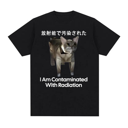 I Eat Cement Cursed Cat Funny Meme T Shirt for Men Women Fashion Casual Short Sleeve T Shirts Male Oversized Cotton T-shirt Tops