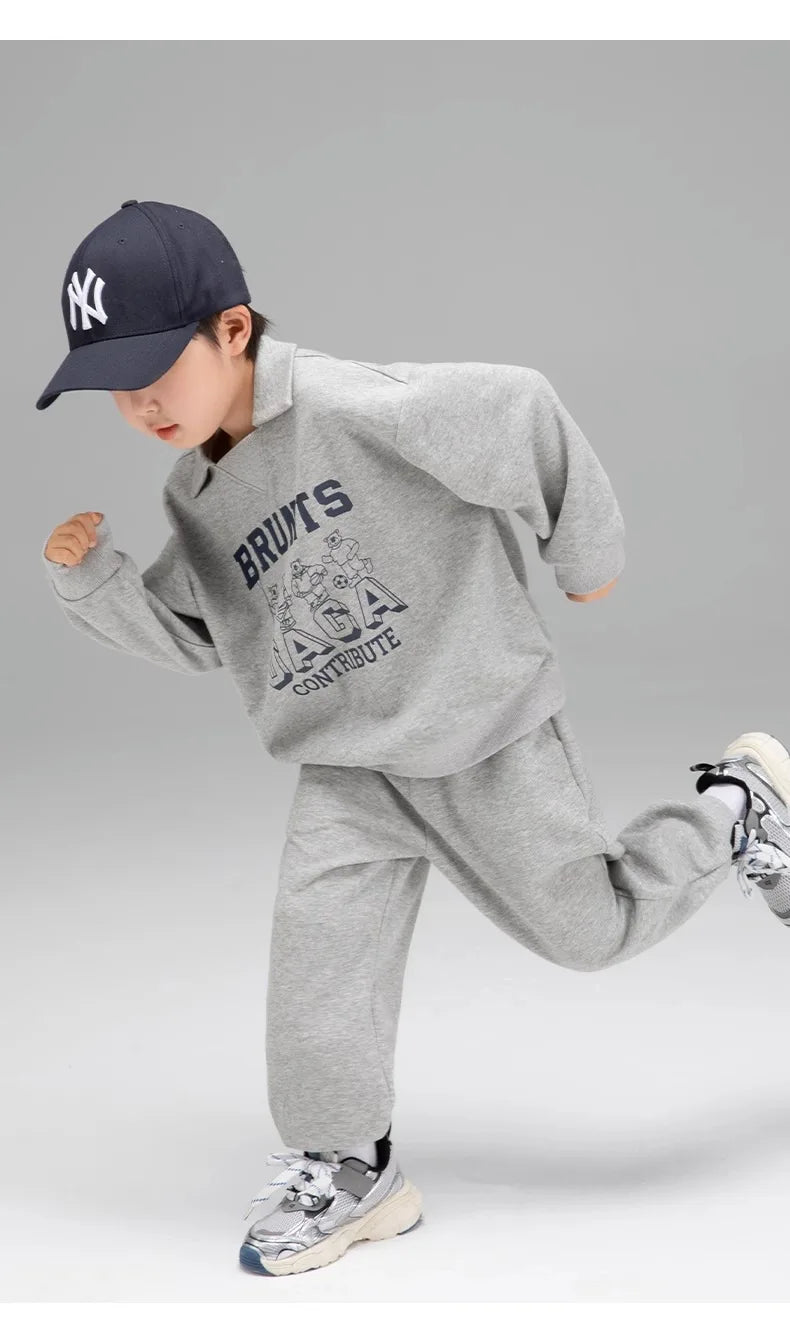 Spring Autumn Girls Boys Alphabet Workout Preppy Sweatshirt+Sweatpant School Kids Tracksuit Child 2PCS Outfit Jogger Set 3-14Yrs
