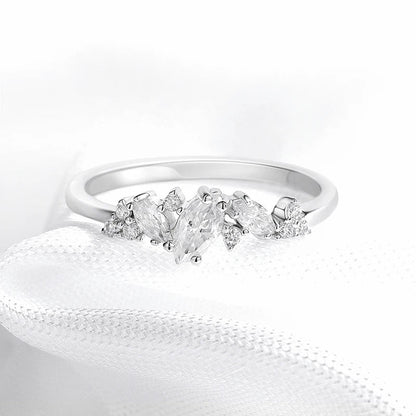 0.58cttw Marquise Cut Weeding Moissanite Rings for Women Double Halo High Quality 925 Sterling Silver Half Eternity Band