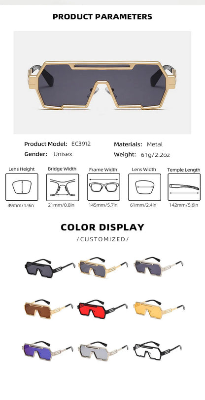 Steampunk Sunglasses For Men Vintage Designer Punk Fashion Glasses Retro One-Pieces Gafas De Sol Hombre Lunette De Soleil Homme