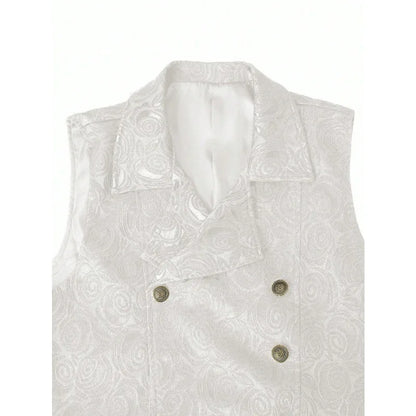 Suit Vest Men British Style Turn Down Collar Double-breasted Male Waistcoat Slim Printed Business Casual Man Coat Vest
