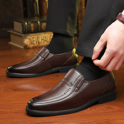 Cow Leather Men's Business Casual Shoes 2026 Spring Autumn Non Slip Dress Shoes Male Fashion Designer Loafers for Man