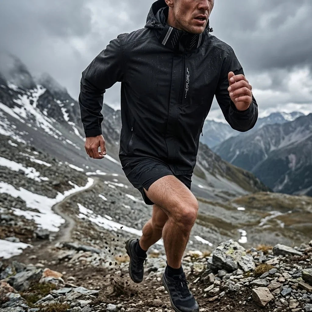 Mens Outdoor Waterproof Jacket Windproof Hoodie Coats Lightweight Cycling and Hiking Raincoat Work Jacket Man Climbing Outerwear
