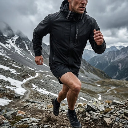 Mens Outdoor Waterproof Jacket Windproof Hoodie Coats Lightweight Cycling and Hiking Raincoat Work Jacket Man Climbing Outerwear