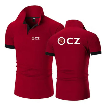 CZ Ceska Zbrojovka 2025 Men's New Summer Hot Sale Fashion Cotton Breathable Polos Shirt Casual Solid Color Slim Fit Top Clothing