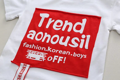 New Baby Summer Clothing Toddler Children Boy Short Sleeve Causal Letter T-shirt Pants Fashion Infant Clothes 2pcs/Set Tracksuit