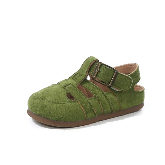 Kids Suede Sandals for Girls Anti-slippery Sole Toddler Roman Shoes with Pastel Colors Princess Beach Garden Shoes Barefoot Ins