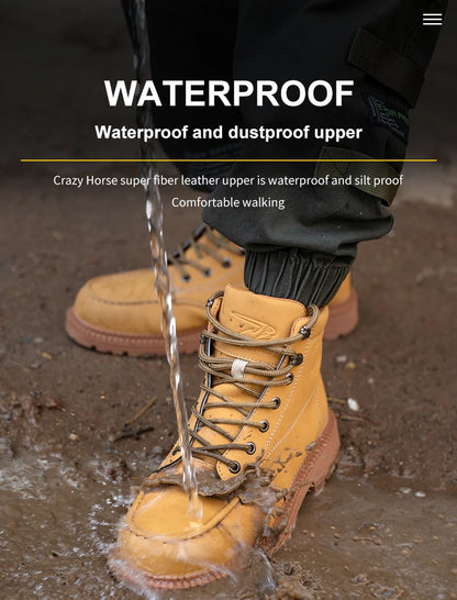Latest Design Winter Plush Safety Boots Men Waterproof Steel Toe Indestructible Shoes Anti Smashing Puncture Proof Male Footwear