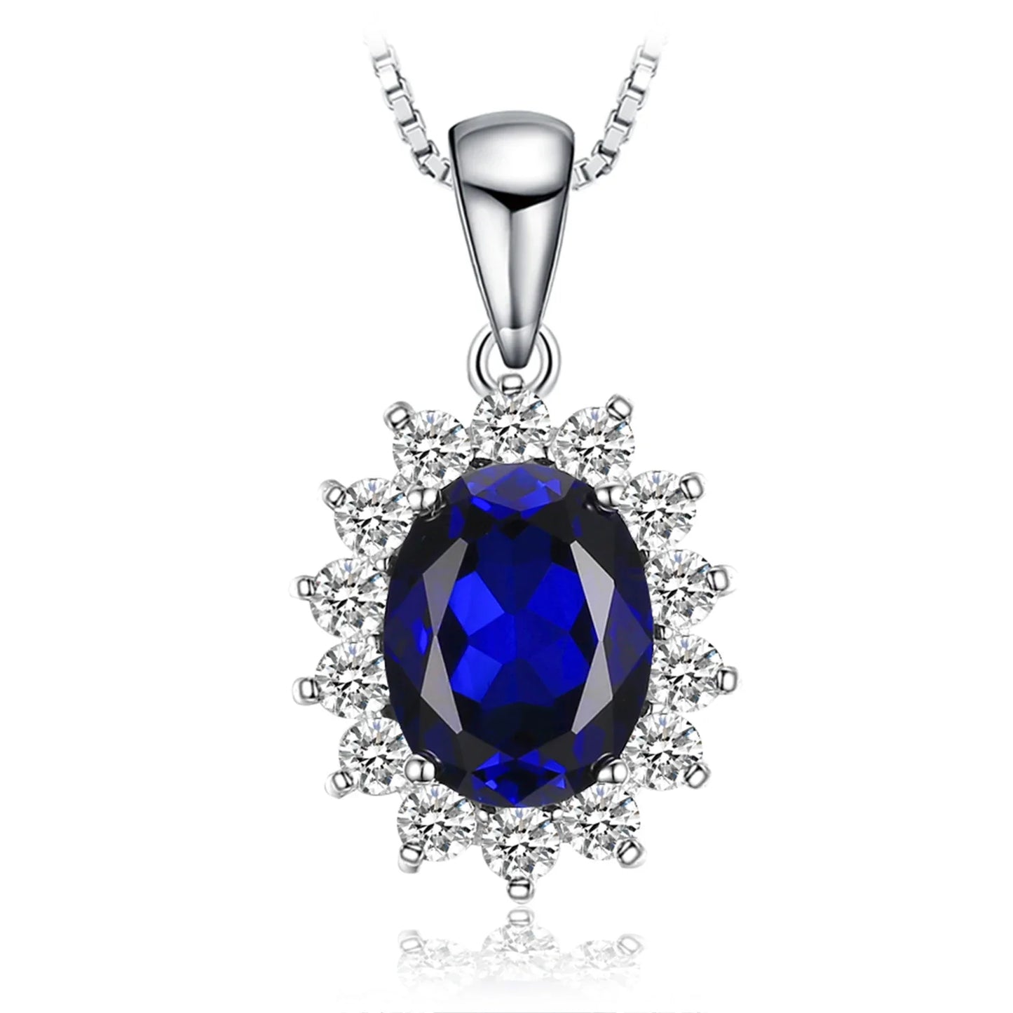 Princess Diana Created Blue Sapphire Ruby Simulated Emerald 925 Sterling Silver Pendant Necklace Women No Chain