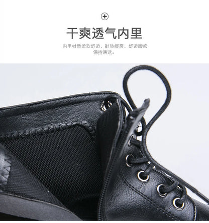 Men Black Leather Boots Casual Lace Up Leather Shoes Size 39-46