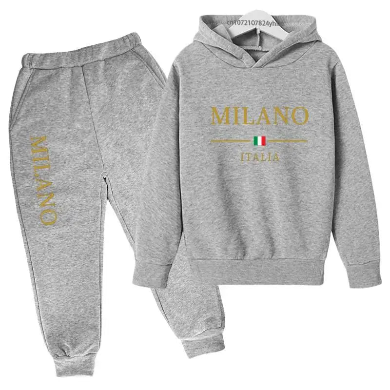 Kids Fashion Brand Letter Print 2pcs Pullover Hoodie+Pants Tracksuits 2-13 Years Boys Girls Casual Outfits Children Clothes Sets