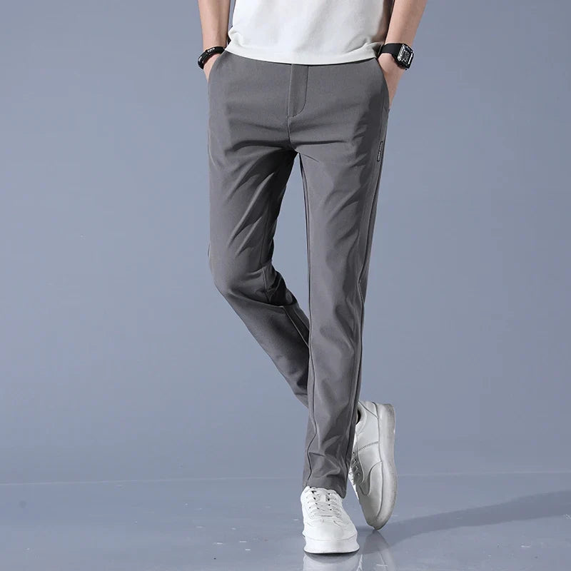 2026 Spring Summer Men's Ice Silk Golf Casual Slim Straight Thin Trousers Male Fashion Stretch Breathable Jogging 28-38