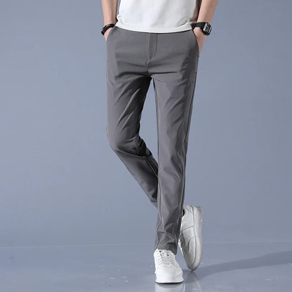 2026 Spring Summer Men's Ice Silk Golf Casual Slim Straight Thin Trousers Male Fashion Stretch Breathable Jogging 28-38