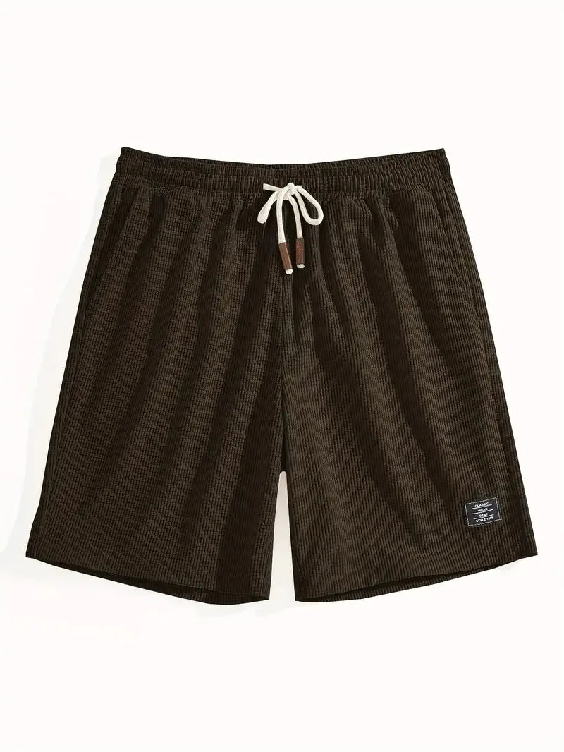 Men's Waffle Texture Shorts Summer Casual Sports Plus Size Loose Fit Knee-Length Shorts Male Oversized Streetwear Beach Pants