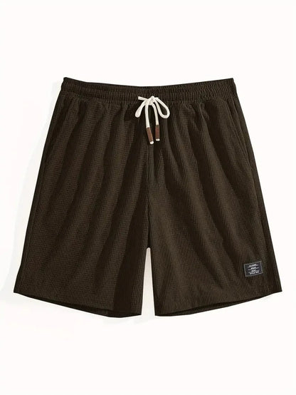 Men's Waffle Texture Shorts Summer Casual Sports Plus Size Loose Fit Knee-Length Shorts Male Oversized Streetwear Beach Pants