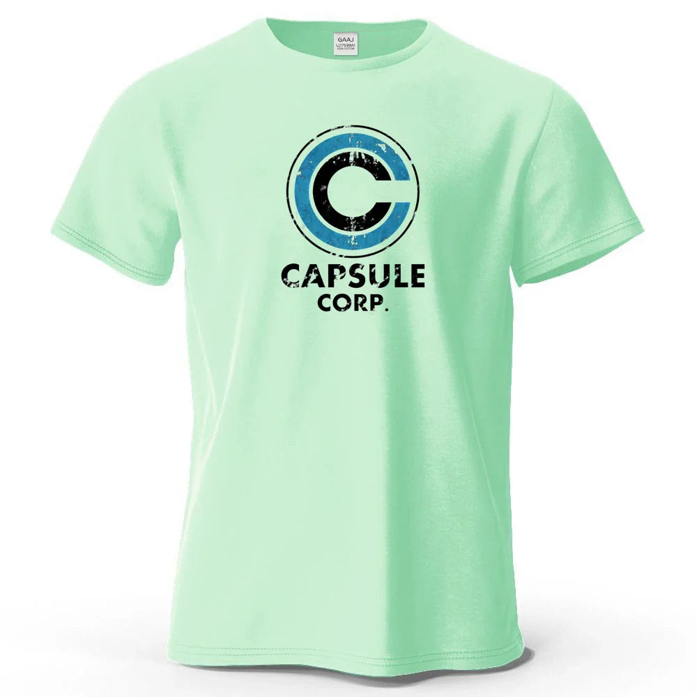 S-4XL Capsule Corp 100% Cotton Funny Printing Japan Anime Men T Shirt Tee Summer Streetwear Tops Fashion Brand Tshirt Clothing
